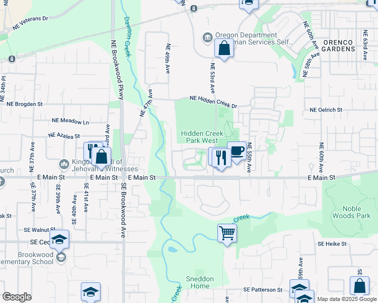 map of restaurants, bars, coffee shops, grocery stores, and more near 5056 Northeast Candlewood Place in Hillsboro