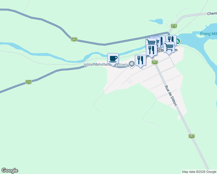 map of restaurants, bars, coffee shops, grocery stores, and more near Rue Coleman in Scotstown