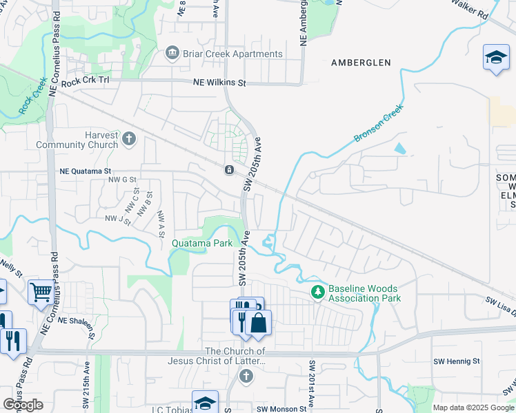 map of restaurants, bars, coffee shops, grocery stores, and more near 216 Northwest Gina Way in Beaverton