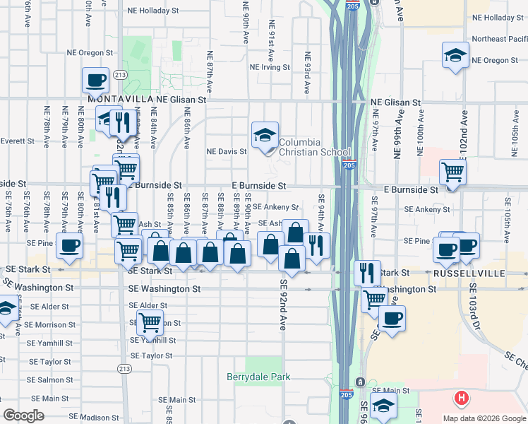map of restaurants, bars, coffee shops, grocery stores, and more near in Portland