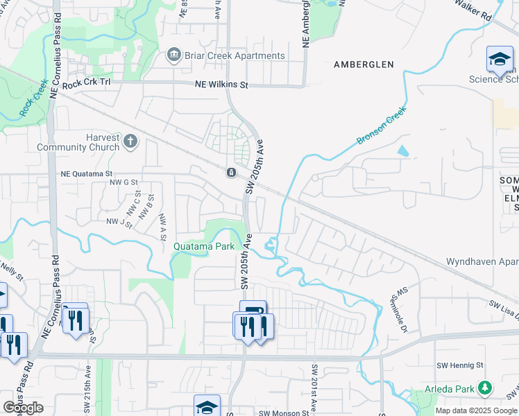 map of restaurants, bars, coffee shops, grocery stores, and more near 216 Northwest Gina Way in Beaverton