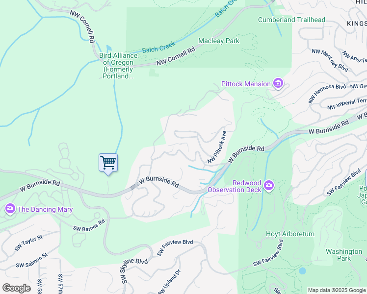 map of restaurants, bars, coffee shops, grocery stores, and more near 4619 Northwest Barnes Road in Portland