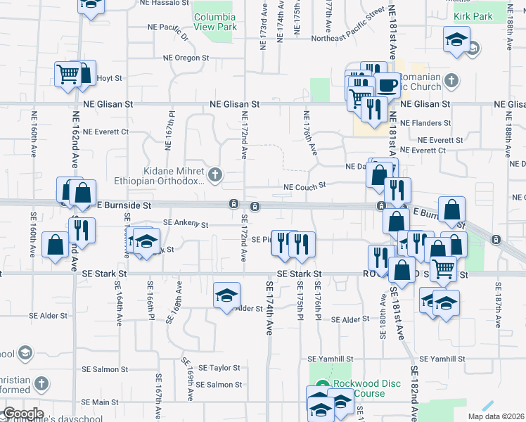 map of restaurants, bars, coffee shops, grocery stores, and more near None in Gresham