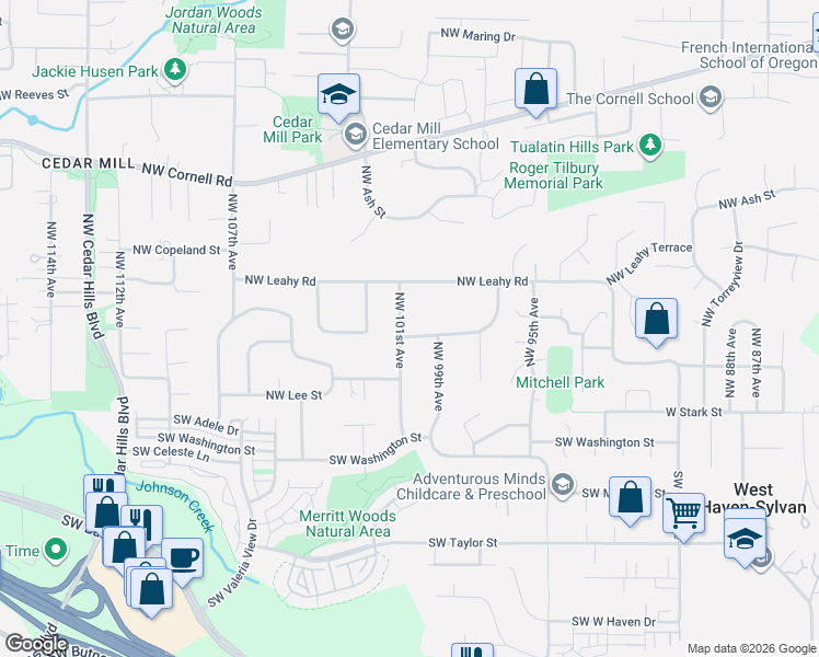 map of restaurants, bars, coffee shops, grocery stores, and more near 330 Northwest 101st Avenue in Portland
