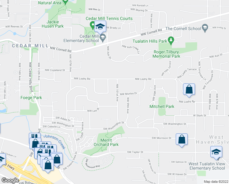 map of restaurants, bars, coffee shops, grocery stores, and more near 333 Northwest 101st Avenue in Portland
