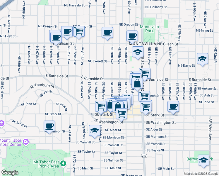 map of restaurants, bars, coffee shops, grocery stores, and more near 50 Southeast 76th Avenue in Portland