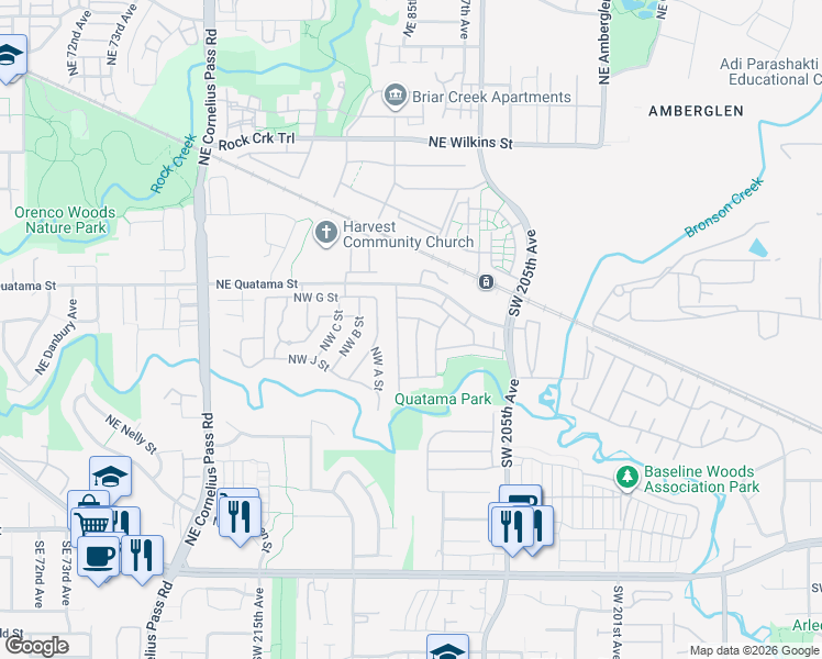 map of restaurants, bars, coffee shops, grocery stores, and more near 290 Northwest 209th Avenue in Beaverton