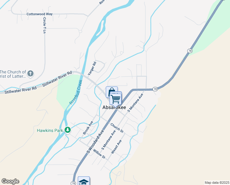 map of restaurants, bars, coffee shops, grocery stores, and more near 18 North Davidson Avenue in Absarokee