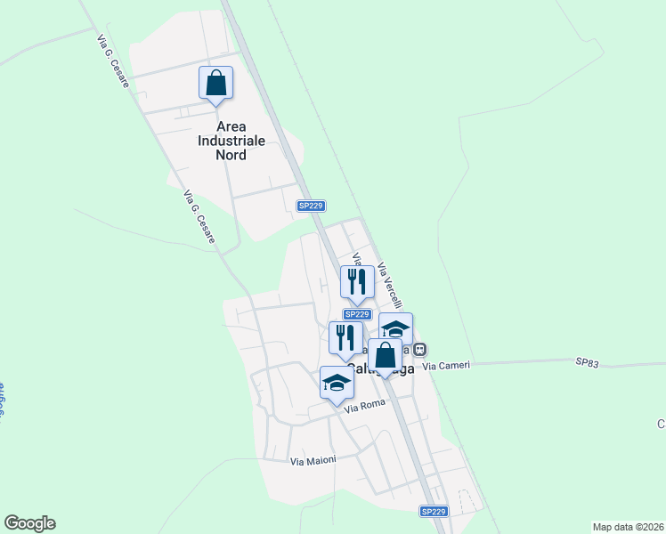map of restaurants, bars, coffee shops, grocery stores, and more near 81 SP229 in Caltignaga