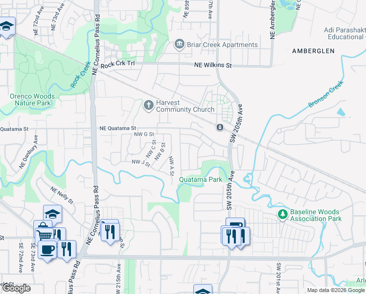 map of restaurants, bars, coffee shops, grocery stores, and more near 290 Northwest 209th Avenue in Beaverton