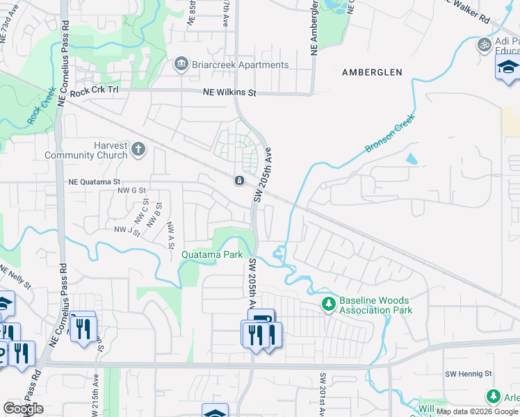 map of restaurants, bars, coffee shops, grocery stores, and more near 375 Northwest Gina Way in Beaverton