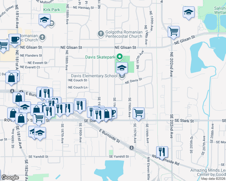 map of restaurants, bars, coffee shops, grocery stores, and more near 20 Southeast 194th Avenue in Portland