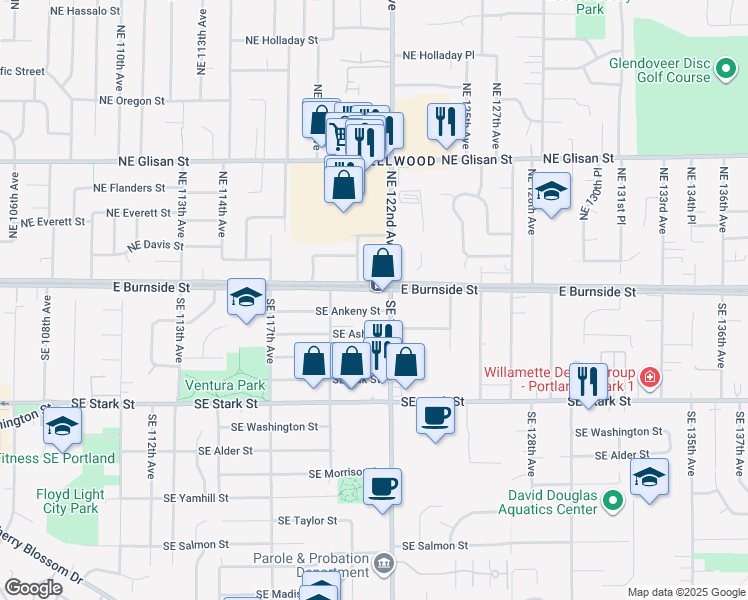 map of restaurants, bars, coffee shops, grocery stores, and more near in Portland