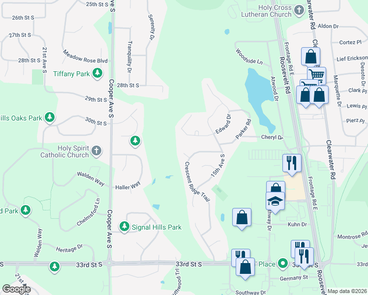 map of restaurants, bars, coffee shops, grocery stores, and more near 1609 Cedar Knoll Place in St. Cloud