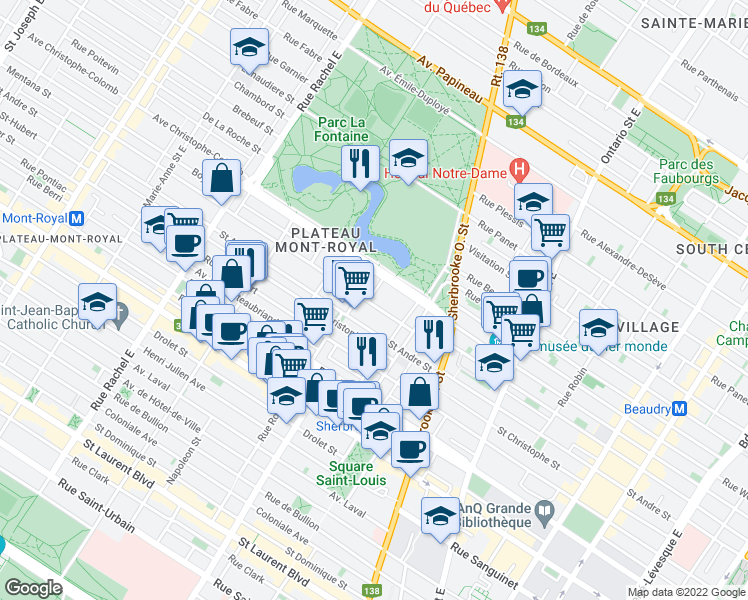map of restaurants, bars, coffee shops, grocery stores, and more near 3749 Rue de Mentana in Montréal