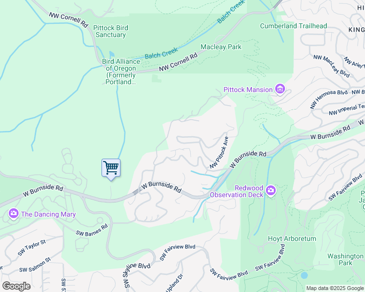 map of restaurants, bars, coffee shops, grocery stores, and more near 4703 Northwest Seblar Terrace in Portland