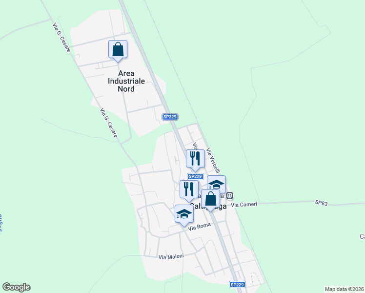 map of restaurants, bars, coffee shops, grocery stores, and more near 81 Strada Provinciale 229 in Caltignaga