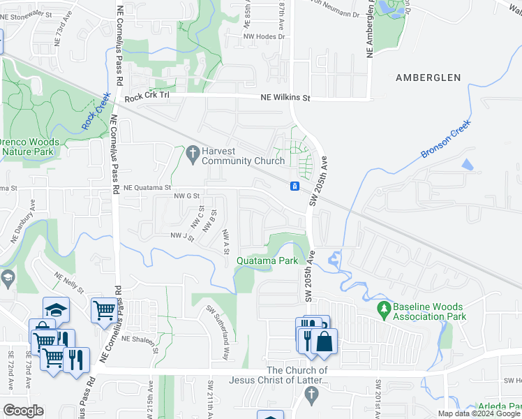 map of restaurants, bars, coffee shops, grocery stores, and more near 20749 Northwest Longbow Lane in Beaverton