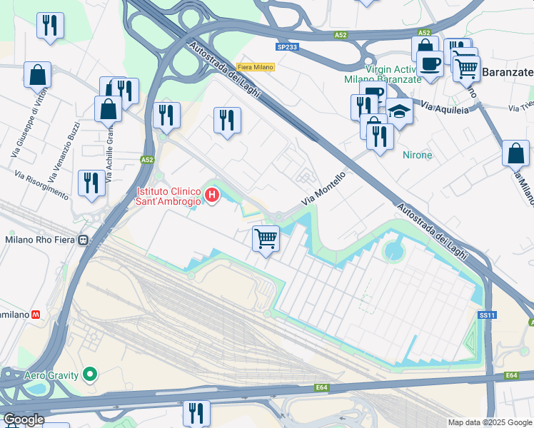 map of restaurants, bars, coffee shops, grocery stores, and more near 171 Via Cristina Belgioioso in Città metropolitana di Milano