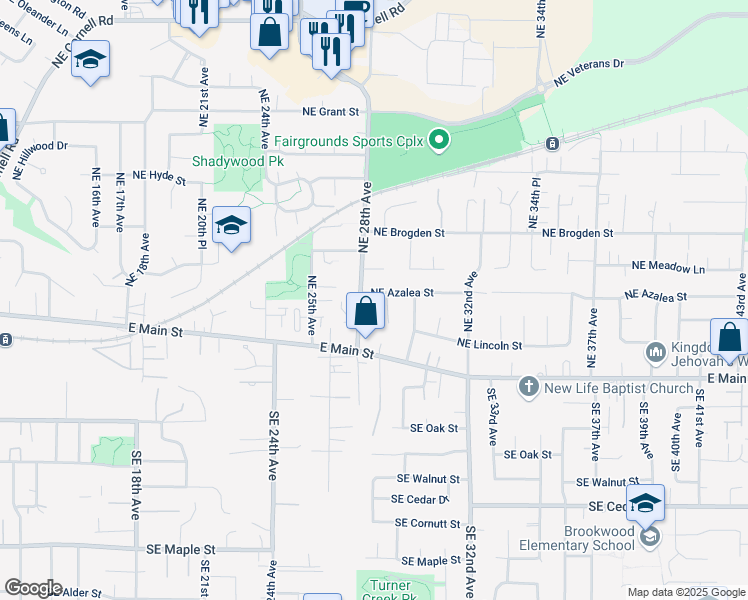 map of restaurants, bars, coffee shops, grocery stores, and more near 177 Northeast 29th Court in Hillsboro