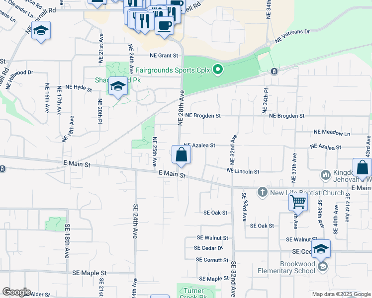 map of restaurants, bars, coffee shops, grocery stores, and more near 177 Northeast 29th Court in Hillsboro