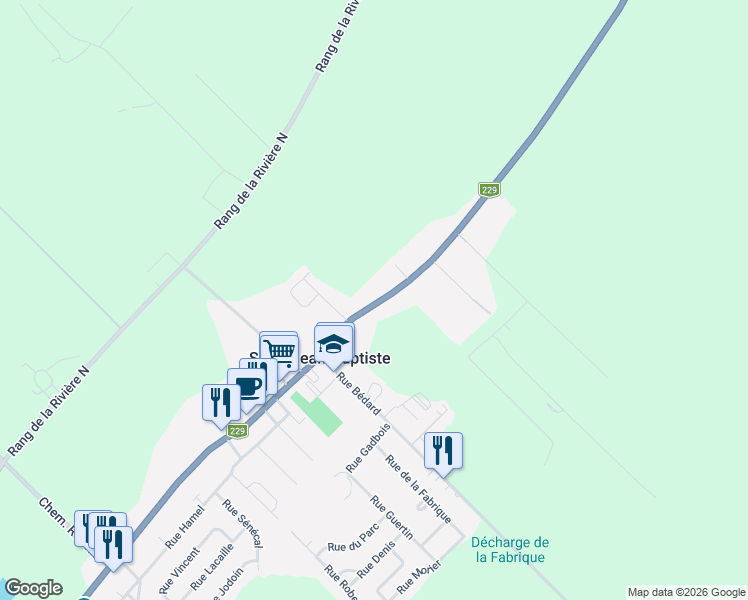 map of restaurants, bars, coffee shops, grocery stores, and more near 2830 Rue Principale in Saint-Jean-Baptiste