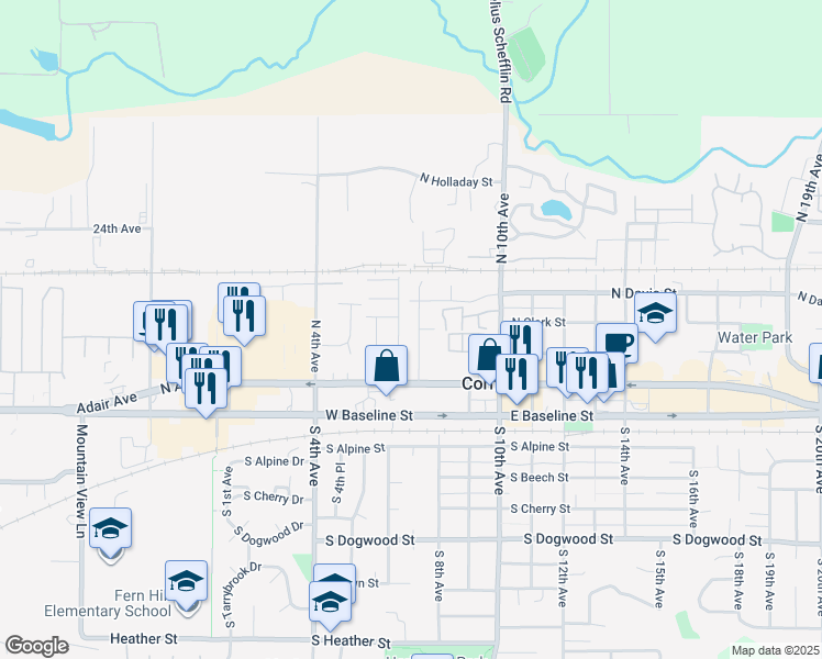 map of restaurants, bars, coffee shops, grocery stores, and more near 299 North 7th Avenue in Cornelius