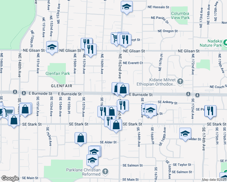 map of restaurants, bars, coffee shops, grocery stores, and more near in Gresham