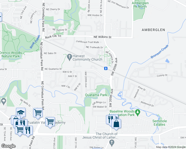 map of restaurants, bars, coffee shops, grocery stores, and more near 20752 Northwest Painted Mountain Drive in Beaverton