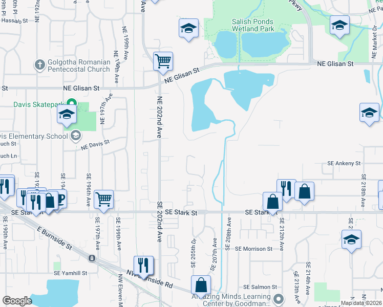 map of restaurants, bars, coffee shops, grocery stores, and more near 24 Southeast 205th Place in Gresham