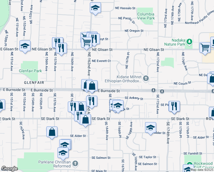 map of restaurants, bars, coffee shops, grocery stores, and more near 1640-WI East Burnside Street in Portland