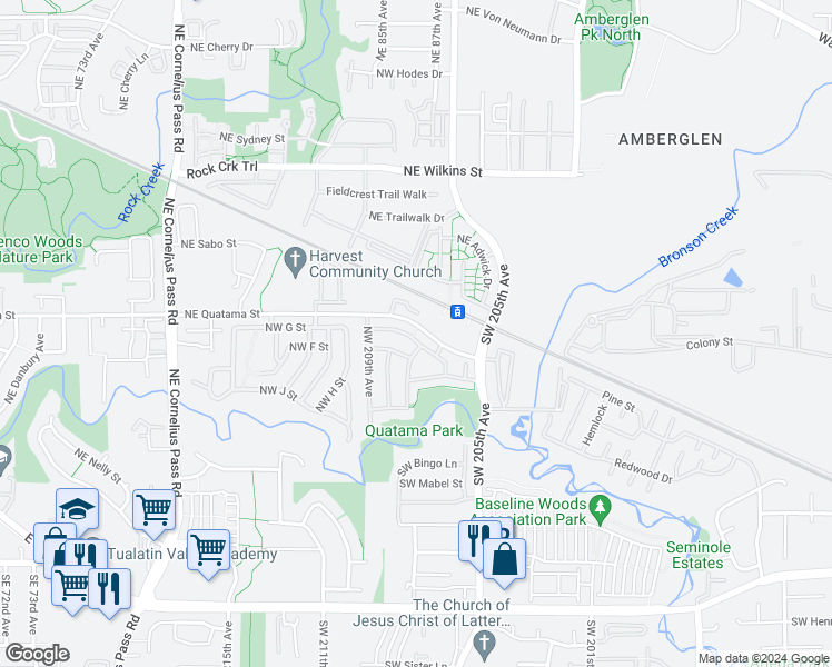 map of restaurants, bars, coffee shops, grocery stores, and more near 20729 Northwest Painted Mountain Drive in Beaverton