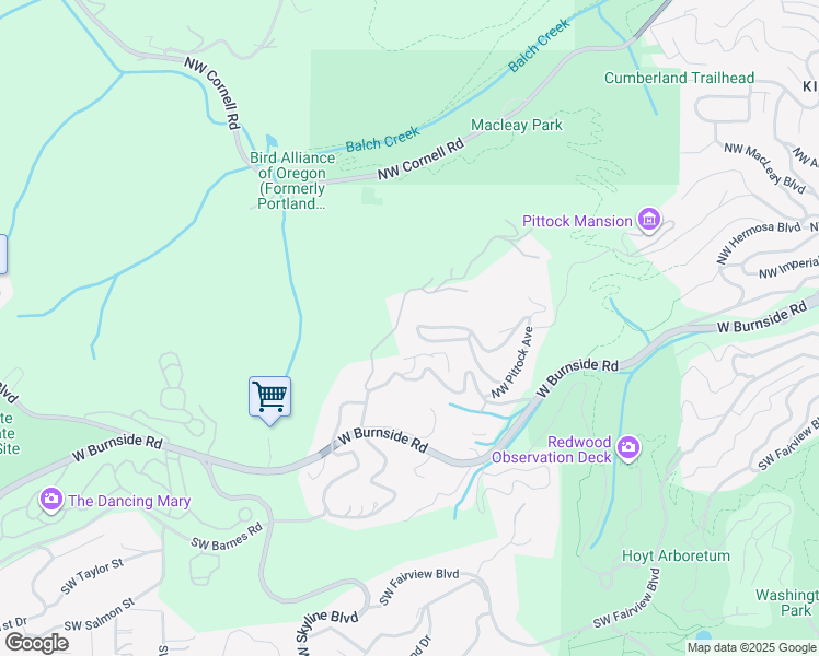 map of restaurants, bars, coffee shops, grocery stores, and more near 4683 Northwest Seblar Terrace in Portland