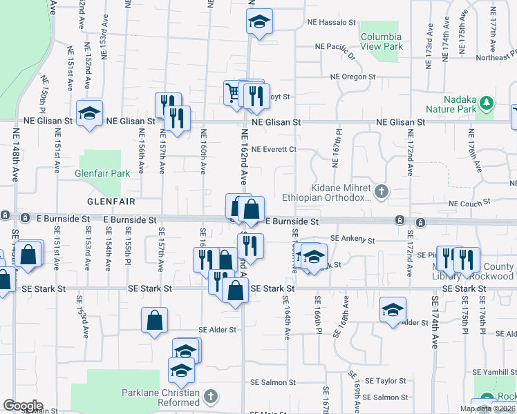 map of restaurants, bars, coffee shops, grocery stores, and more near in Gresham