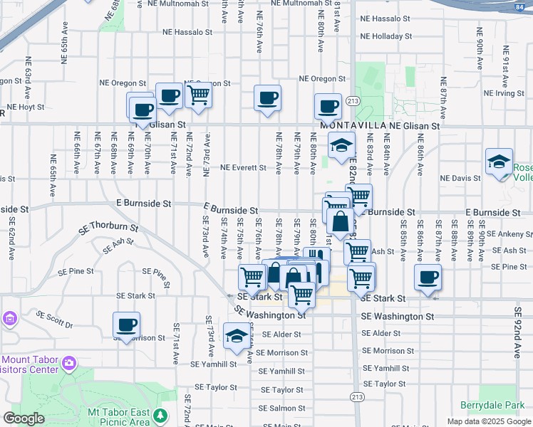 map of restaurants, bars, coffee shops, grocery stores, and more near 50 Southeast 76th Avenue in Portland