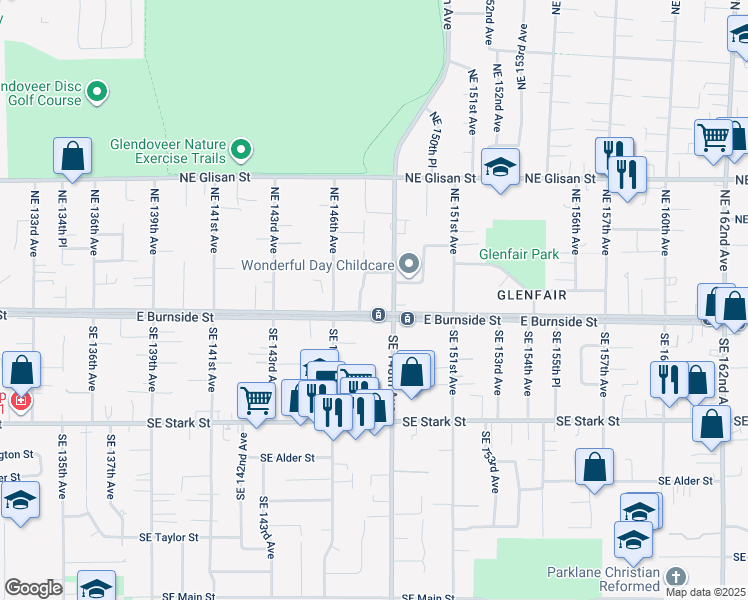map of restaurants, bars, coffee shops, grocery stores, and more near 109 Northeast 148th Avenue in Portland