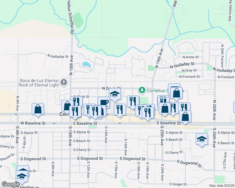 map of restaurants, bars, coffee shops, grocery stores, and more near 328 North 15th Avenue in Cornelius