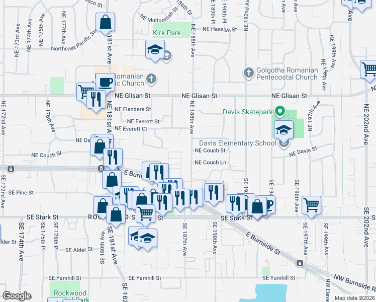 map of restaurants, bars, coffee shops, grocery stores, and more near in Gresham