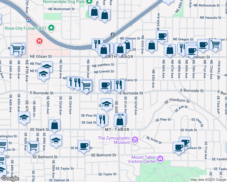 map of restaurants, bars, coffee shops, grocery stores, and more near in Portland