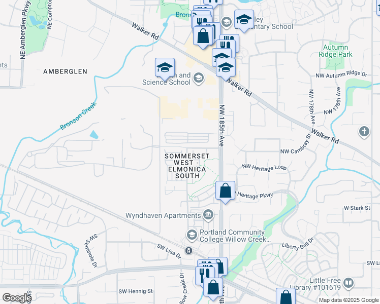 map of restaurants, bars, coffee shops, grocery stores, and more near 10734 Northeast Holly Street in Hillsboro