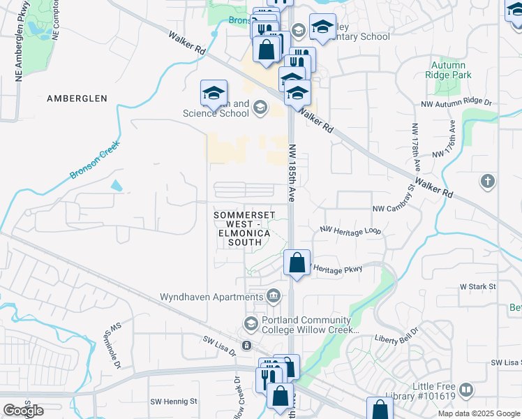 map of restaurants, bars, coffee shops, grocery stores, and more near 10734 Northeast Holly Street in Hillsboro