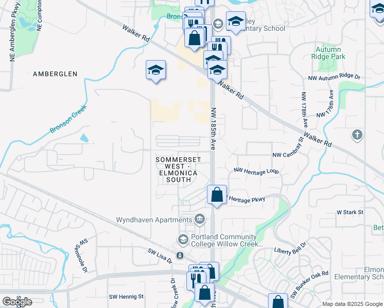 map of restaurants, bars, coffee shops, grocery stores, and more near 10734 Northeast Holly Street in Hillsboro