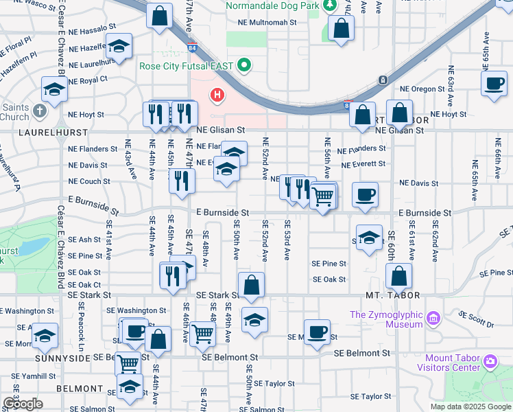 map of restaurants, bars, coffee shops, grocery stores, and more near in Portland