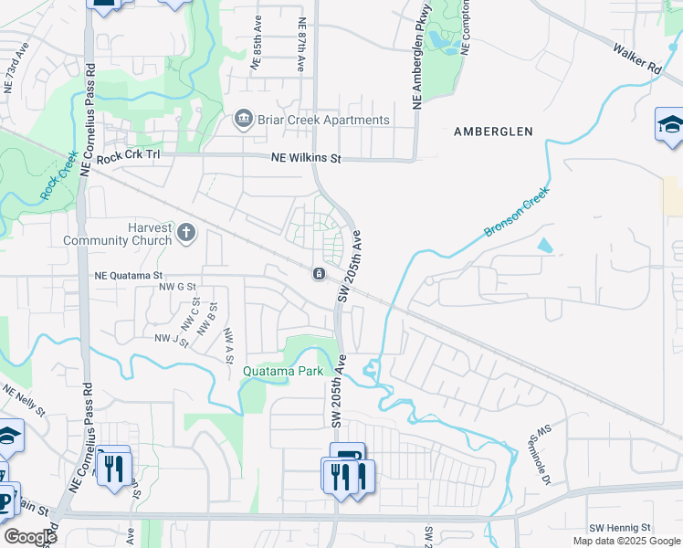 map of restaurants, bars, coffee shops, grocery stores, and more near 20512 Northeast Brentford Way in Beaverton
