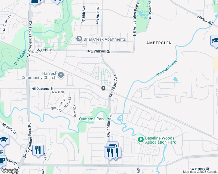 map of restaurants, bars, coffee shops, grocery stores, and more near 20512 Northeast Brentford Way in Beaverton