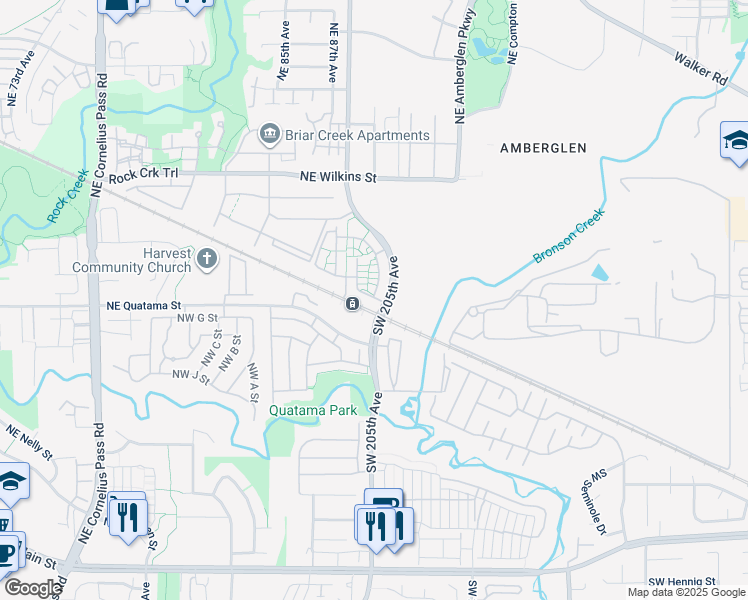 map of restaurants, bars, coffee shops, grocery stores, and more near 20512 Northeast Brentford Way in Beaverton