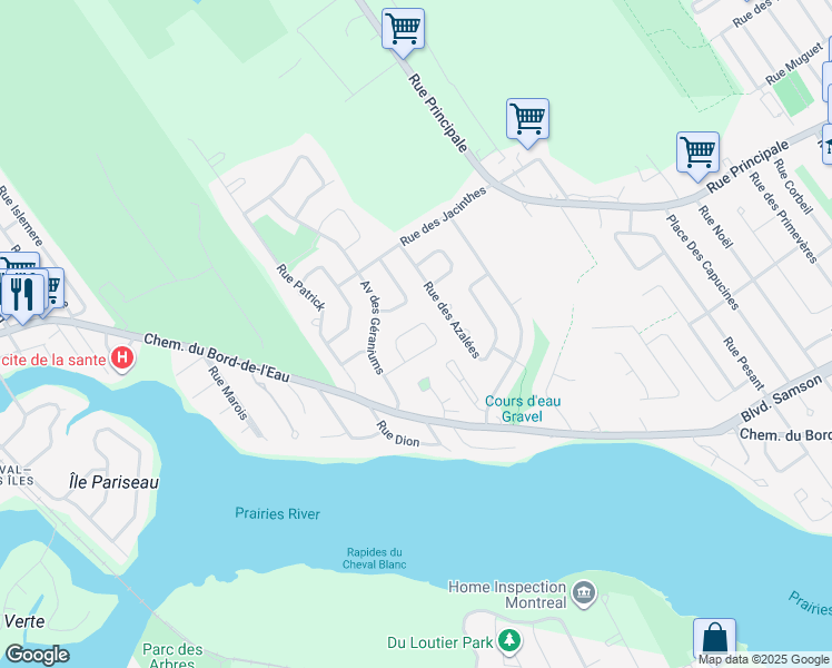 map of restaurants, bars, coffee shops, grocery stores, and more near 987 Rue des Tournesols in Laval