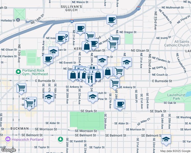 map of restaurants, bars, coffee shops, grocery stores, and more near in Portland