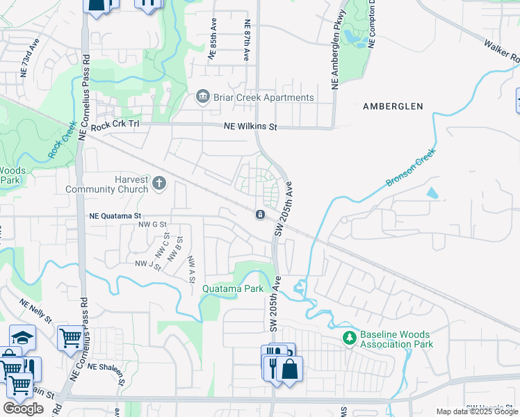 map of restaurants, bars, coffee shops, grocery stores, and more near 20572 Northeast Brentford Way in Hillsboro