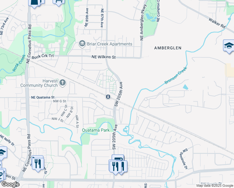 map of restaurants, bars, coffee shops, grocery stores, and more near 20512 Northeast Brentford Way in Beaverton